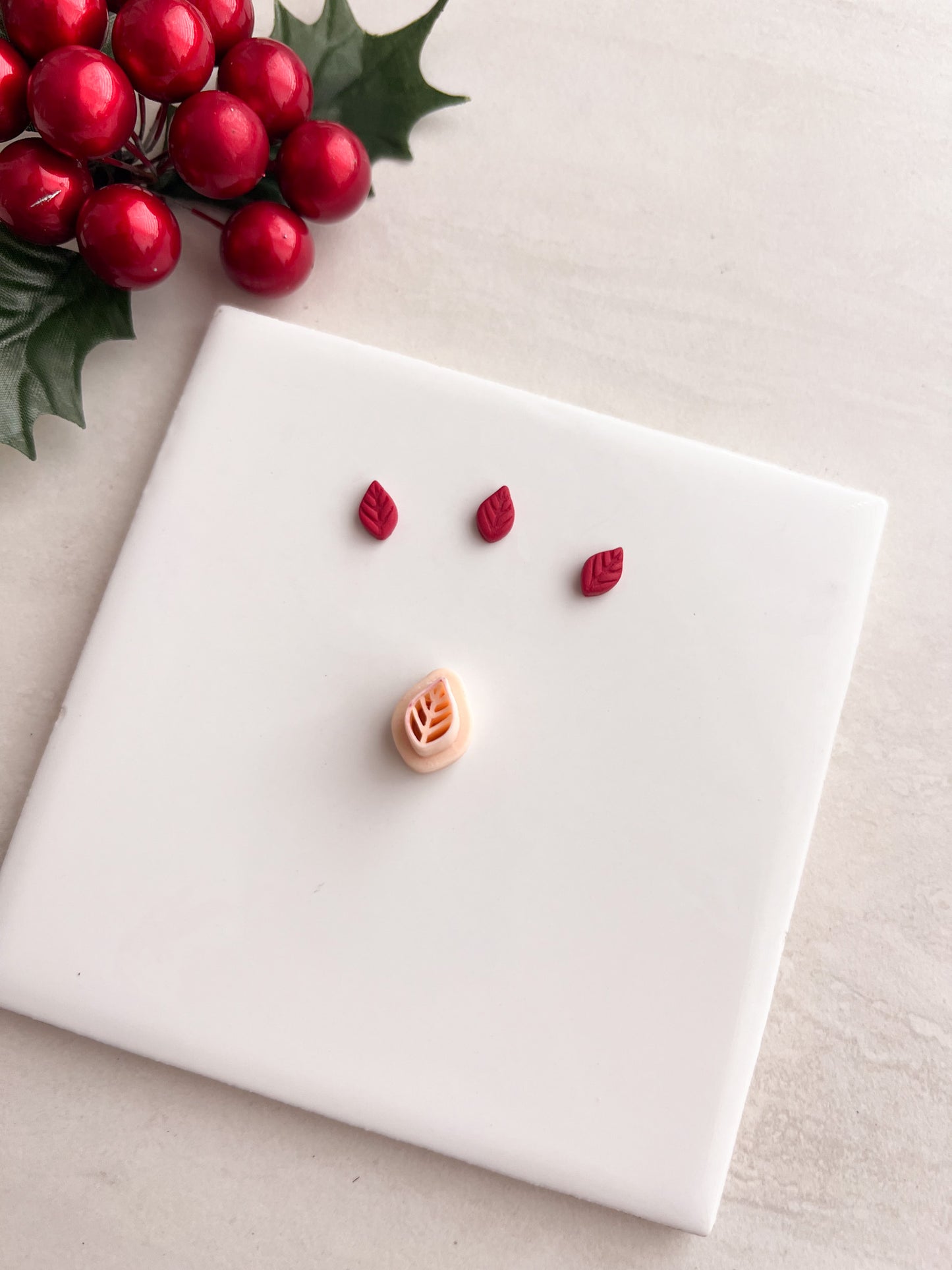 Micro Poinsettia Leaf No. 3 Clay Cutter | Micro Poinsettia Leaf Polymer Clay Cutter for DIY Christmas Earrings Floral Jewelry and Handmade Holiday Accessories