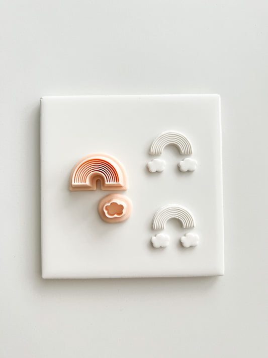 Rainbow Emboss with Cloud Clay Set | Rainbow Emboss with Cloud Polymer Clay Cutter Set for DIY Cute Earrings Rainbow-Themed Jewelry and Handmade Fun Accessories
