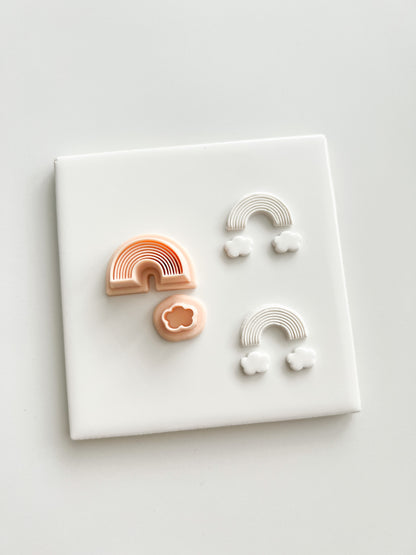 Rainbow Emboss with Cloud Clay Set | Rainbow Emboss with Cloud Polymer Clay Cutter Set for DIY Cute Earrings Rainbow-Themed Jewelry and Handmade Fun Accessories