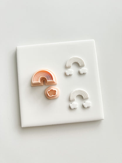 Rainbow Emboss with Cloud Clay Set | Rainbow Emboss with Cloud Polymer Clay Cutter Set for DIY Cute Earrings Rainbow-Themed Jewelry and Handmade Fun Accessories