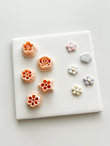 5 Piece Flower Stud Set Clay Cutters | 5 Piece Flower Stud Set Polymer Clay Cutters for DIY Floral Earrings Nature-Themed Jewelry and Handmade Elegant Accessories