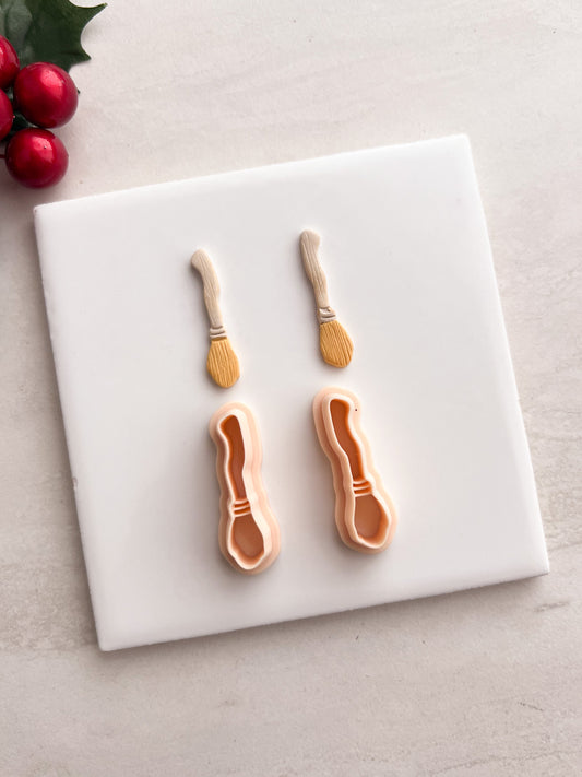 Witch Broom No. 2 Clay Cutter | Witch Broom No. 2 Polymer Clay Cutter for DIY Halloween Earrings Spooky Jewelry and Handmade Witch Accessories