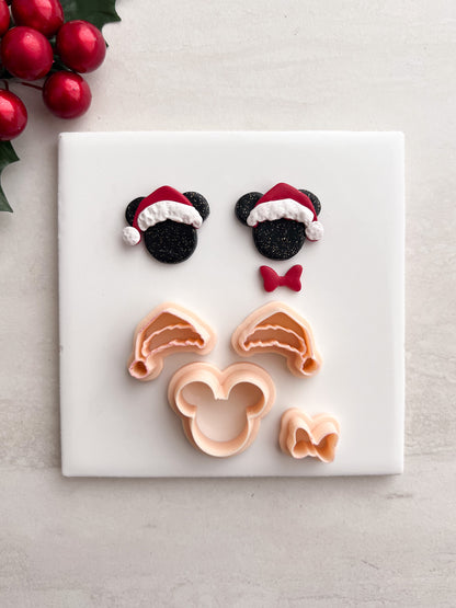 Santa Mickey Clay Cutter | Santa Mickey Polymer Clay Cutter for DIY Christmas Earrings Disney-Themed Jewelry and Handmade Holiday Accessories