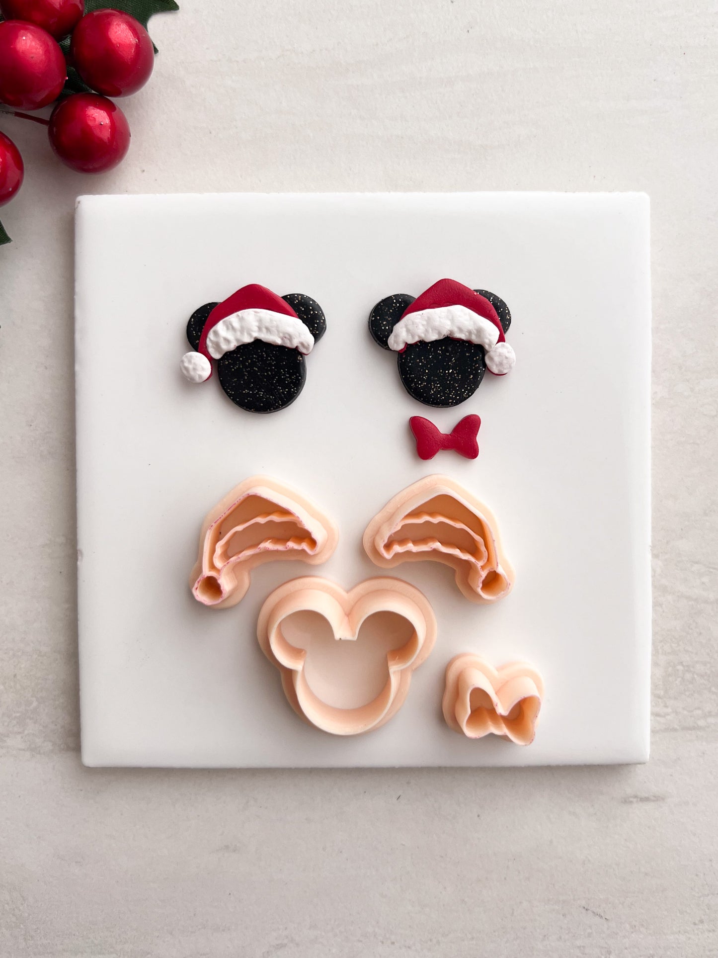 Santa Mickey Clay Cutter | Santa Mickey Polymer Clay Cutter for DIY Christmas Earrings Disney-Themed Jewelry and Handmade Holiday Accessories