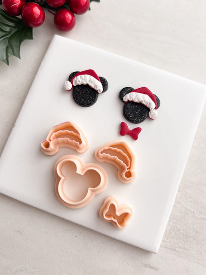 Santa Mickey Clay Cutter | Santa Mickey Polymer Clay Cutter for DIY Christmas Earrings Disney-Themed Jewelry and Handmade Holiday Accessories