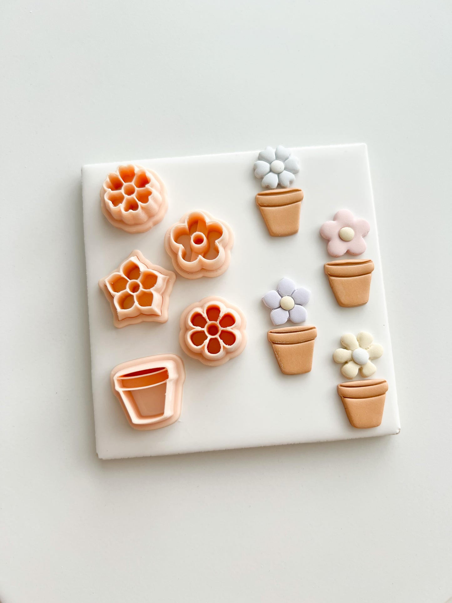 Flower and Clay Pot Set Clay Cutter | Flower and Clay Pot Set Polymer Clay Cutter for DIY Floral Earrings Nature-Themed Jewelry and Handmade Elegant Accessories