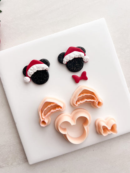 Santa Mickey Clay Cutter | Santa Mickey Polymer Clay Cutter for DIY Christmas Earrings Disney-Themed Jewelry and Handmade Holiday Accessories