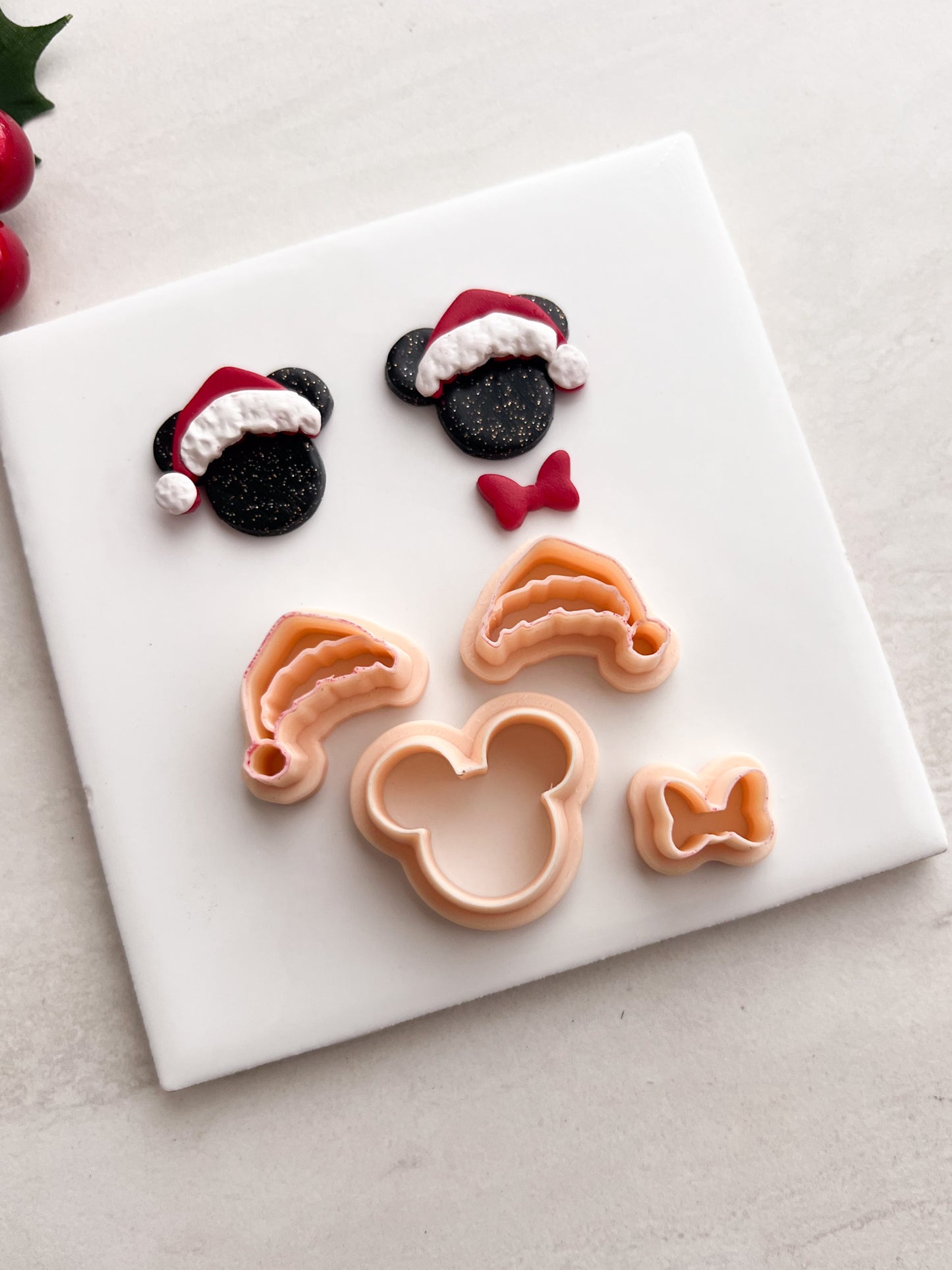 Santa Mickey Clay Cutter | Santa Mickey Polymer Clay Cutter for DIY Christmas Earrings Disney-Themed Jewelry and Handmade Holiday Accessories