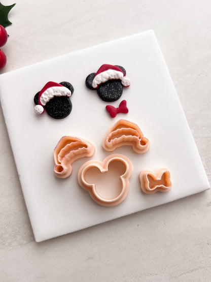Santa Mickey Clay Cutter | Santa Mickey Polymer Clay Cutter for DIY Christmas Earrings Disney-Themed Jewelry and Handmade Holiday Accessories