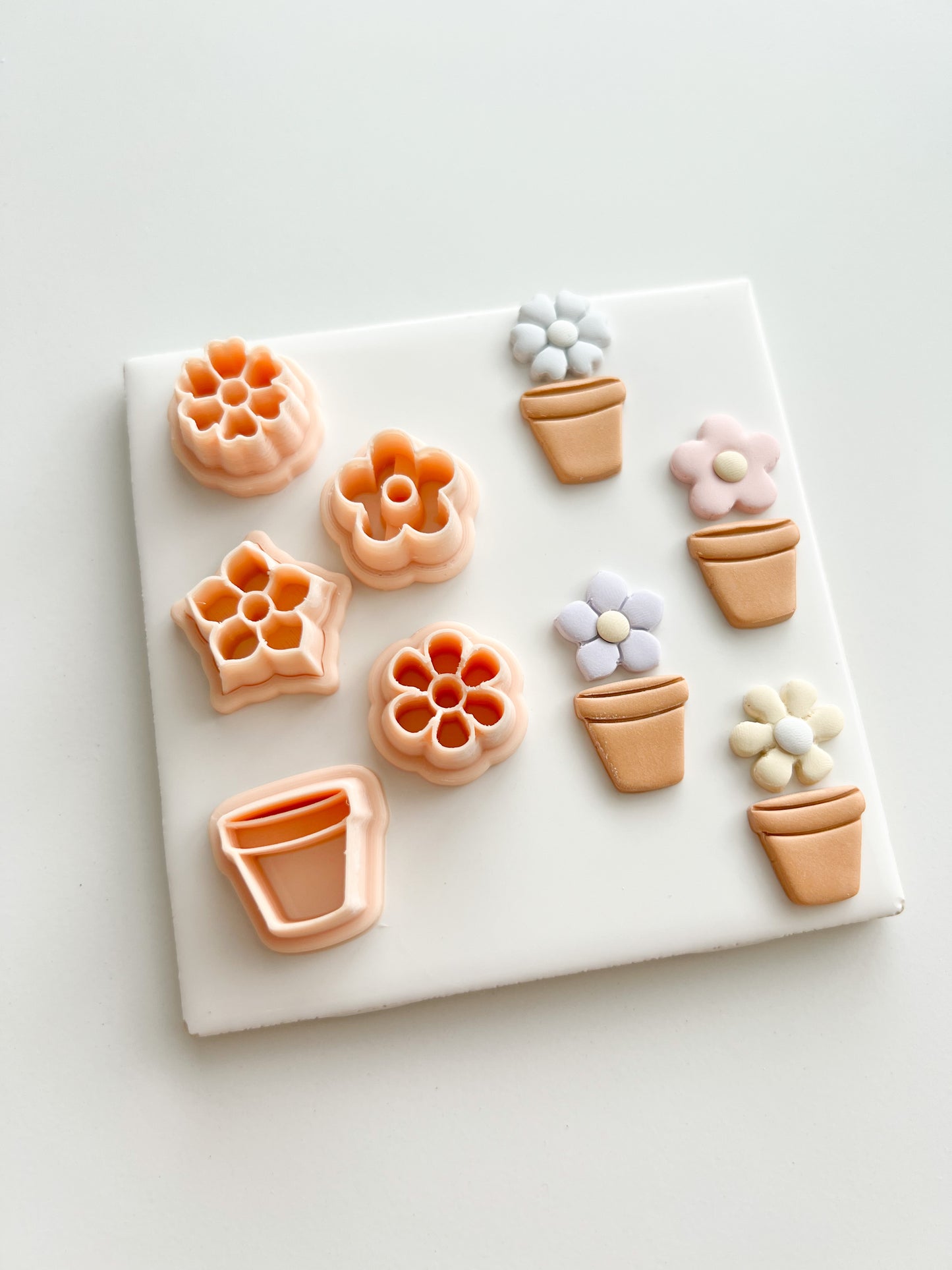 Flower and Clay Pot Set Clay Cutter | Flower and Clay Pot Set Polymer Clay Cutter for DIY Floral Earrings Nature-Themed Jewelry and Handmade Elegant Accessories