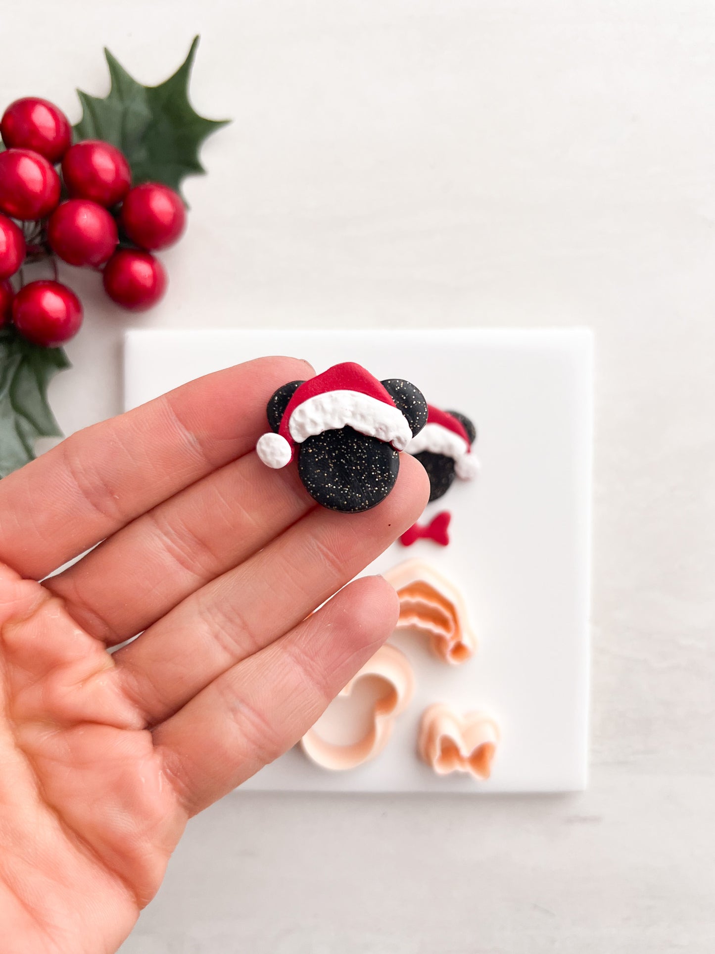 Santa Mickey Clay Cutter | Santa Mickey Polymer Clay Cutter for DIY Christmas Earrings Disney-Themed Jewelry and Handmade Holiday Accessories