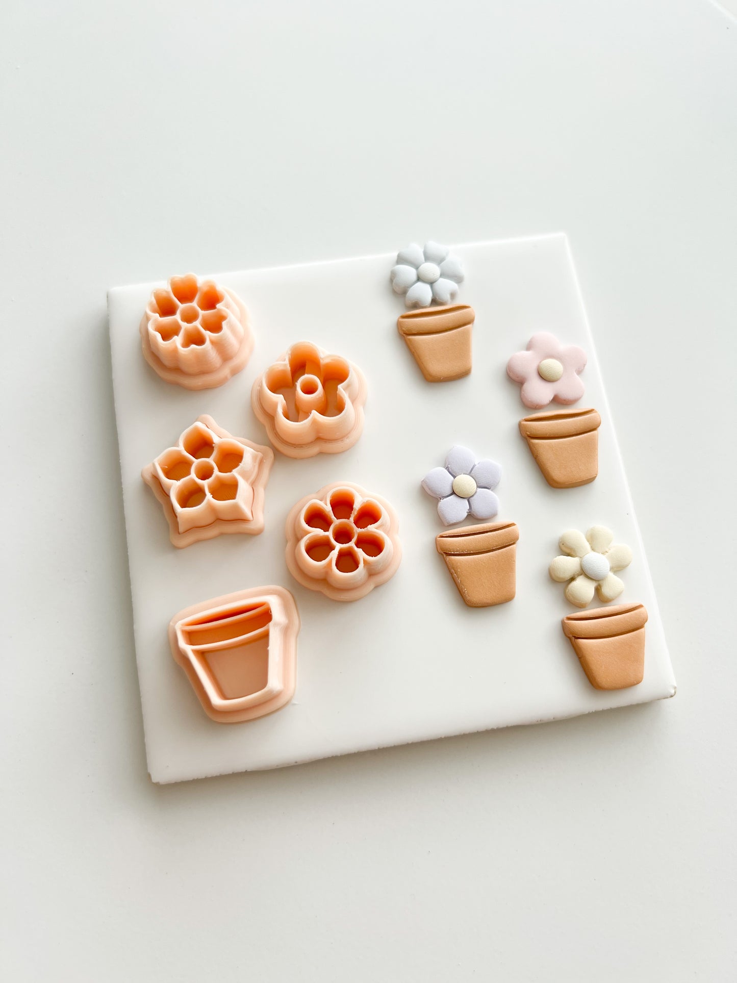 Flower and Clay Pot Set Clay Cutter | Flower and Clay Pot Set Polymer Clay Cutter for DIY Floral Earrings Nature-Themed Jewelry and Handmade Elegant Accessories