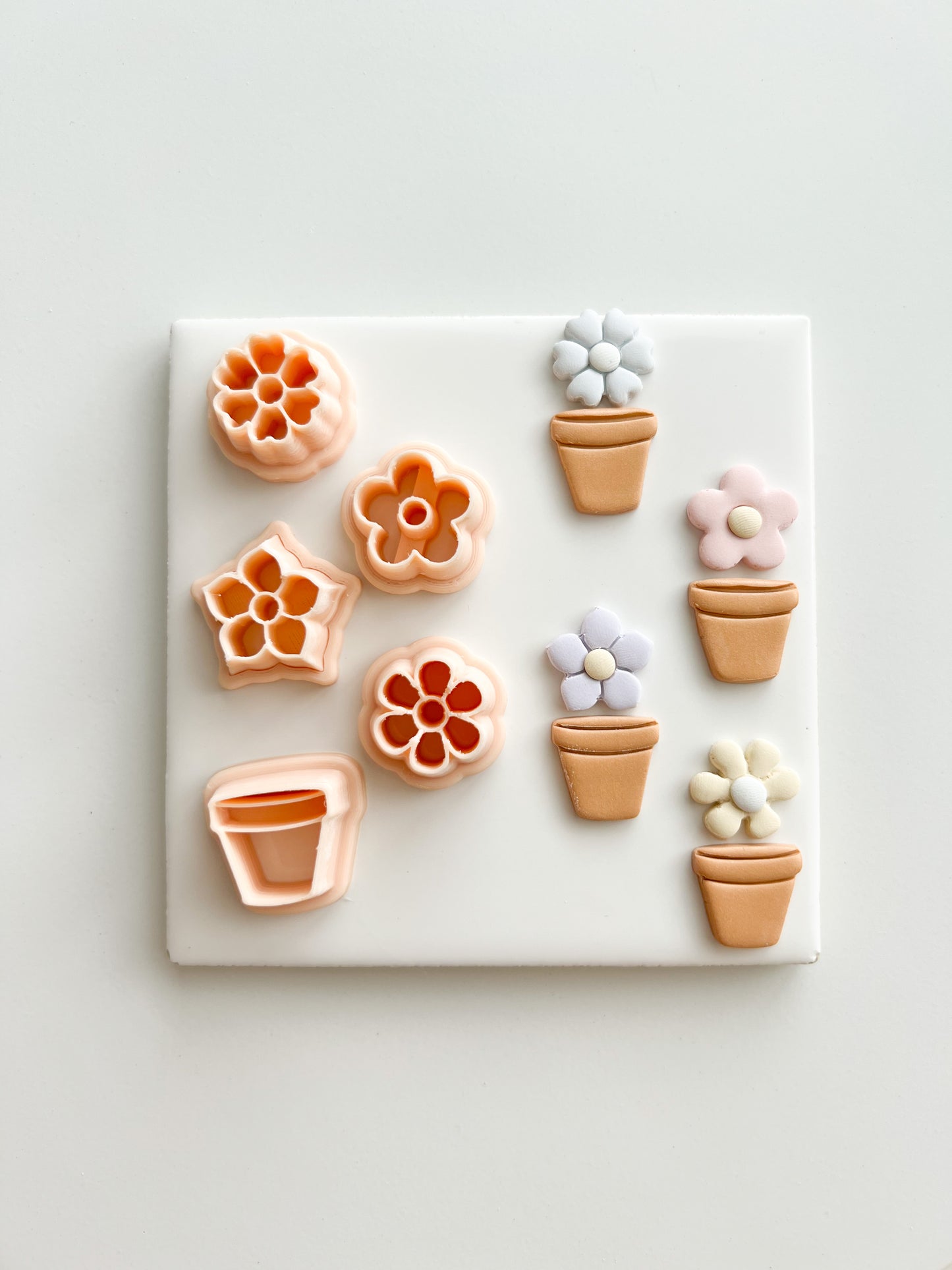 Flower and Clay Pot Set Clay Cutter | Flower and Clay Pot Set Polymer Clay Cutter for DIY Floral Earrings Nature-Themed Jewelry and Handmade Elegant Accessories