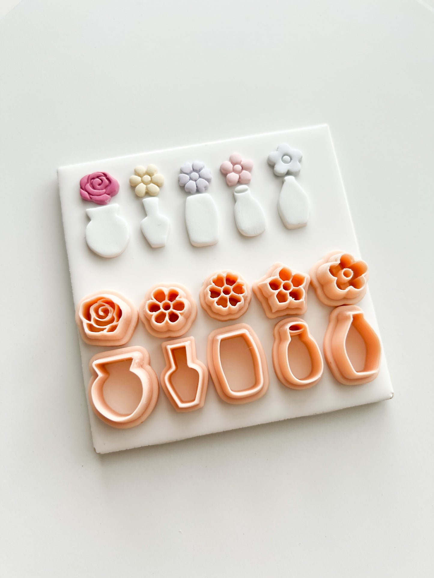 Flower and Vase Set Clay Cutter | Flower and Vase Set Polymer Clay Cutter for DIY Botanical Earrings Chic Jewelry and Handmade Decorative Accessories