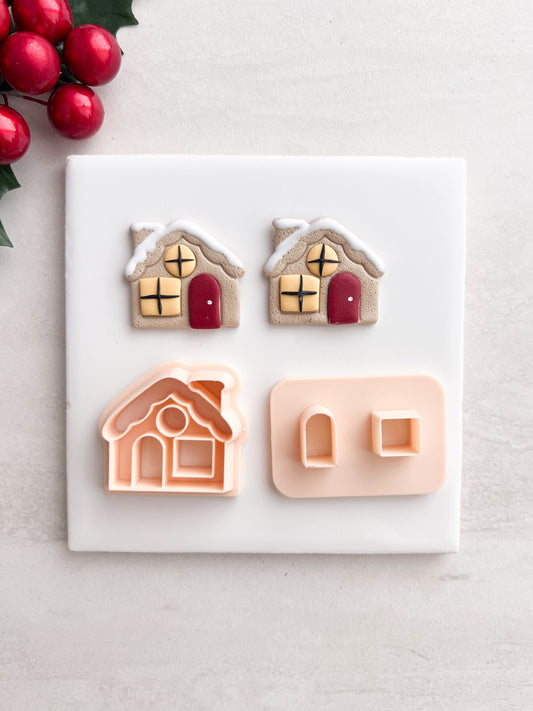 Gingerbread House No. 4 Clay Cutter | Gingerbread House No. 4 Polymer Clay Cutter for DIY Christmas Earrings Cute Holiday-Themed Jewelry and Handmade Festive Accessories