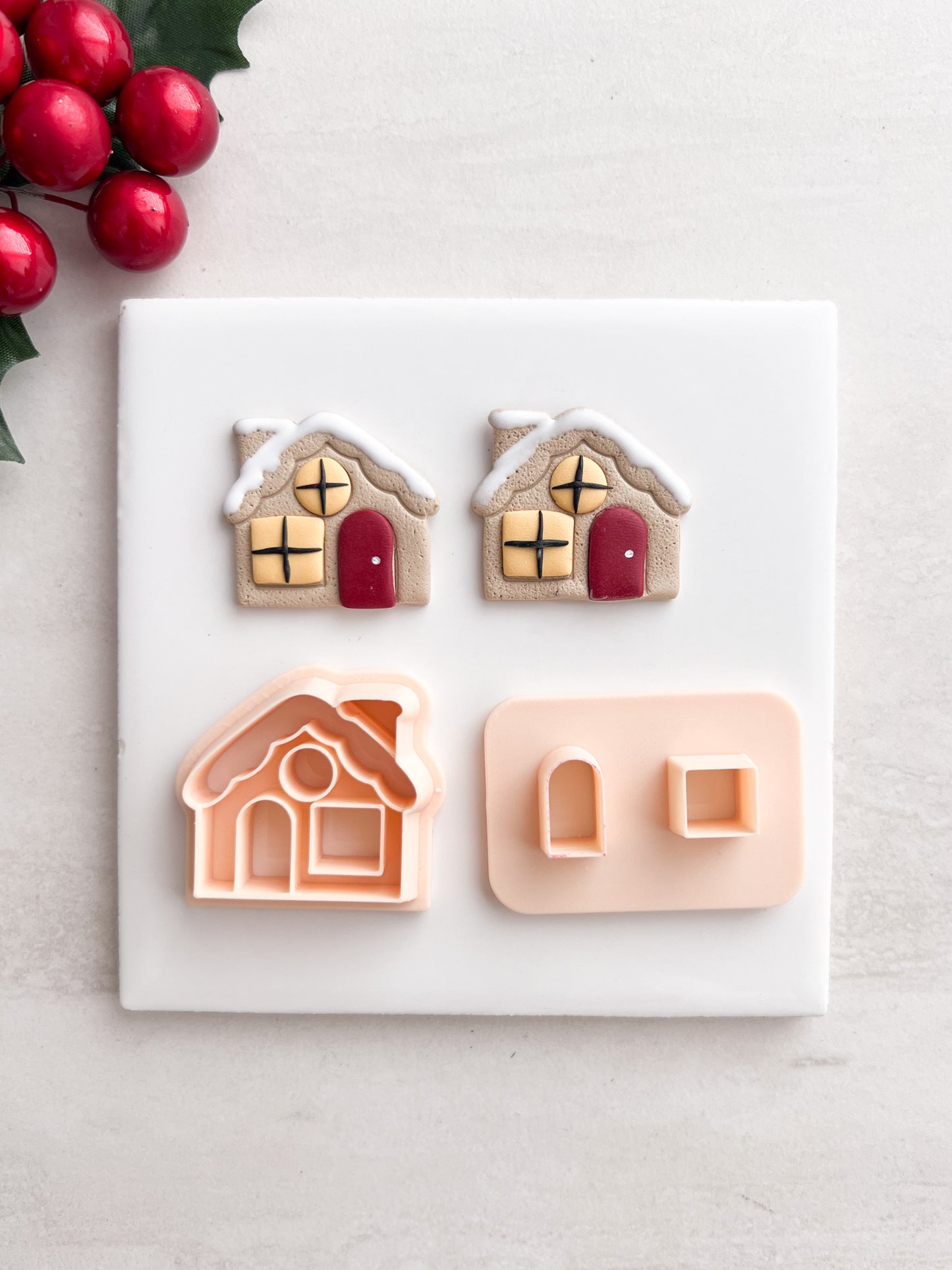 Gingerbread House No. 4 Clay Cutter | Gingerbread House No. 4 Polymer Clay Cutter for DIY Christmas Earrings Cute Holiday-Themed Jewelry and Handmade Festive Accessories