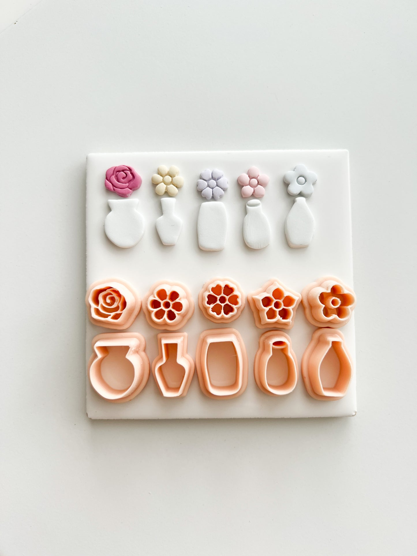 Flower and Vase Set Clay Cutter | Flower and Vase Set Polymer Clay Cutter for DIY Botanical Earrings Chic Jewelry and Handmade Decorative Accessories