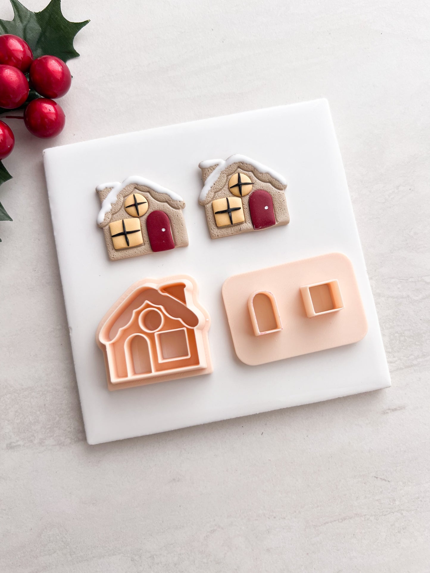 Gingerbread House No. 4 Clay Cutter | Gingerbread House No. 4 Polymer Clay Cutter for DIY Christmas Earrings Cute Holiday-Themed Jewelry and Handmade Festive Accessories