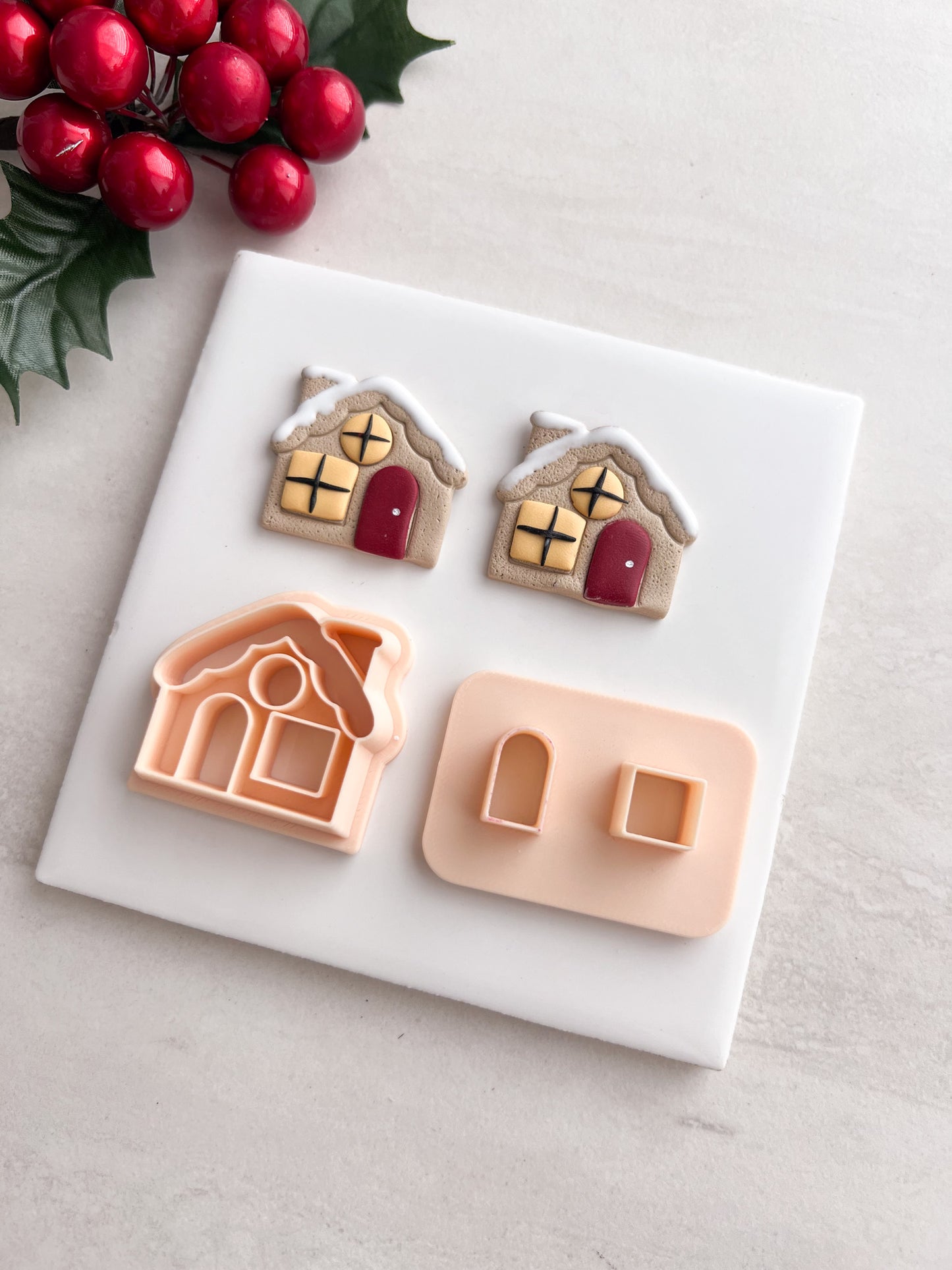 Gingerbread House No. 4 Clay Cutter | Gingerbread House No. 4 Polymer Clay Cutter for DIY Christmas Earrings Cute Holiday-Themed Jewelry and Handmade Festive Accessories