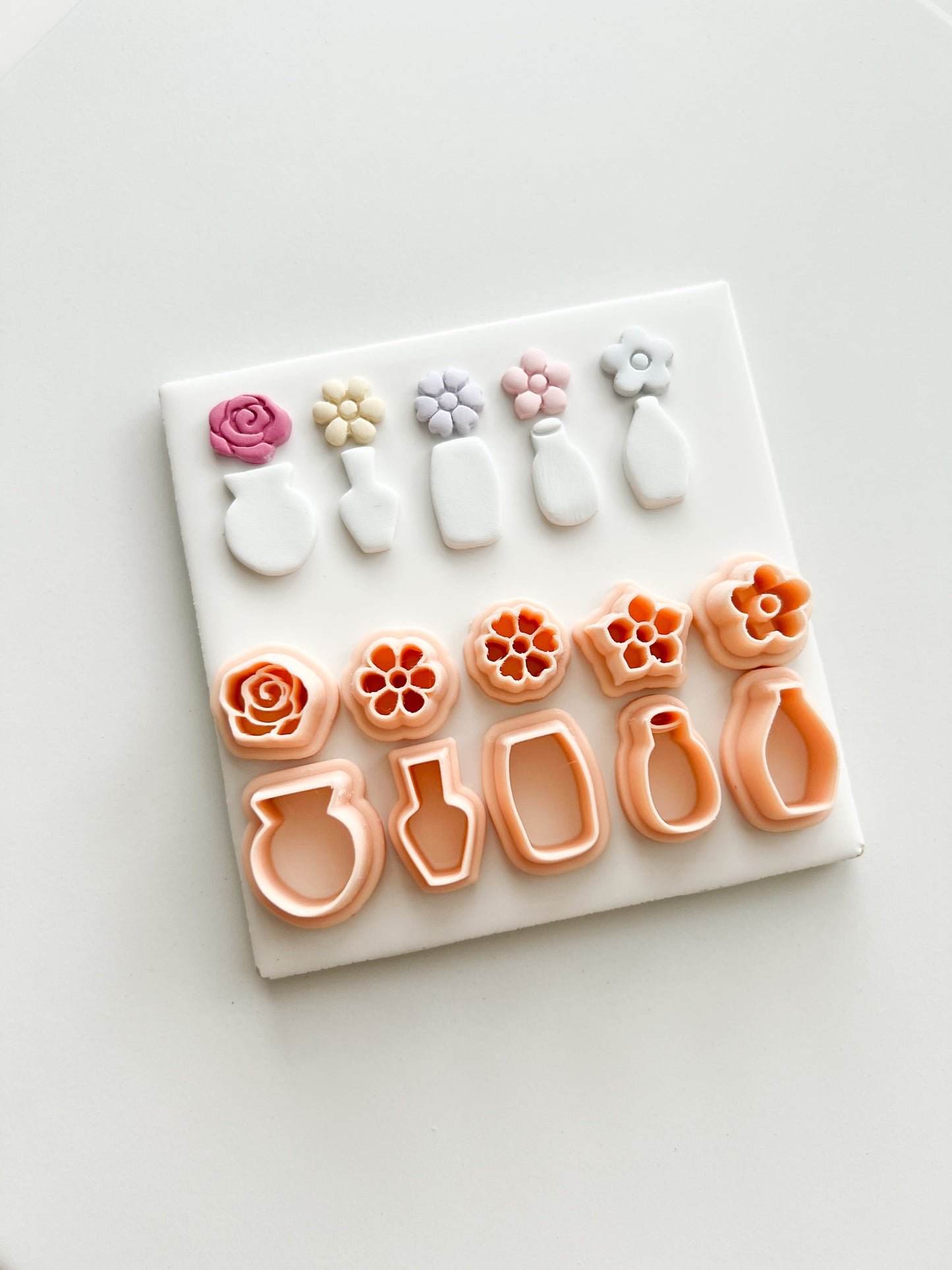 Flower and Vase Set Clay Cutter | Flower and Vase Set Polymer Clay Cutter for DIY Botanical Earrings Chic Jewelry and Handmade Decorative Accessories