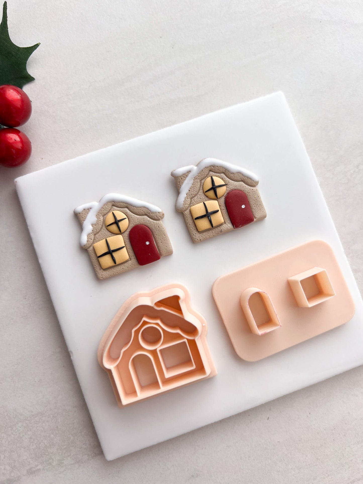 Gingerbread House No. 4 Clay Cutter | Gingerbread House No. 4 Polymer Clay Cutter for DIY Christmas Earrings Cute Holiday-Themed Jewelry and Handmade Festive Accessories