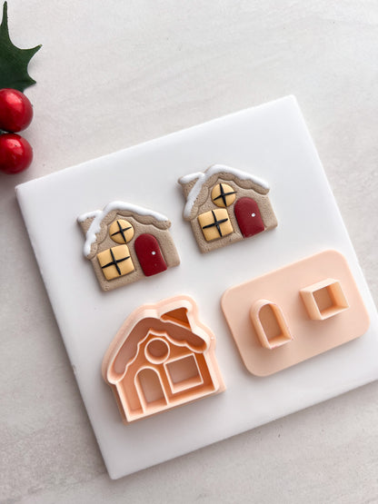 Gingerbread House No. 4 Clay Cutter | Gingerbread House No. 4 Polymer Clay Cutter for DIY Christmas Earrings Cute Holiday-Themed Jewelry and Handmade Festive Accessories