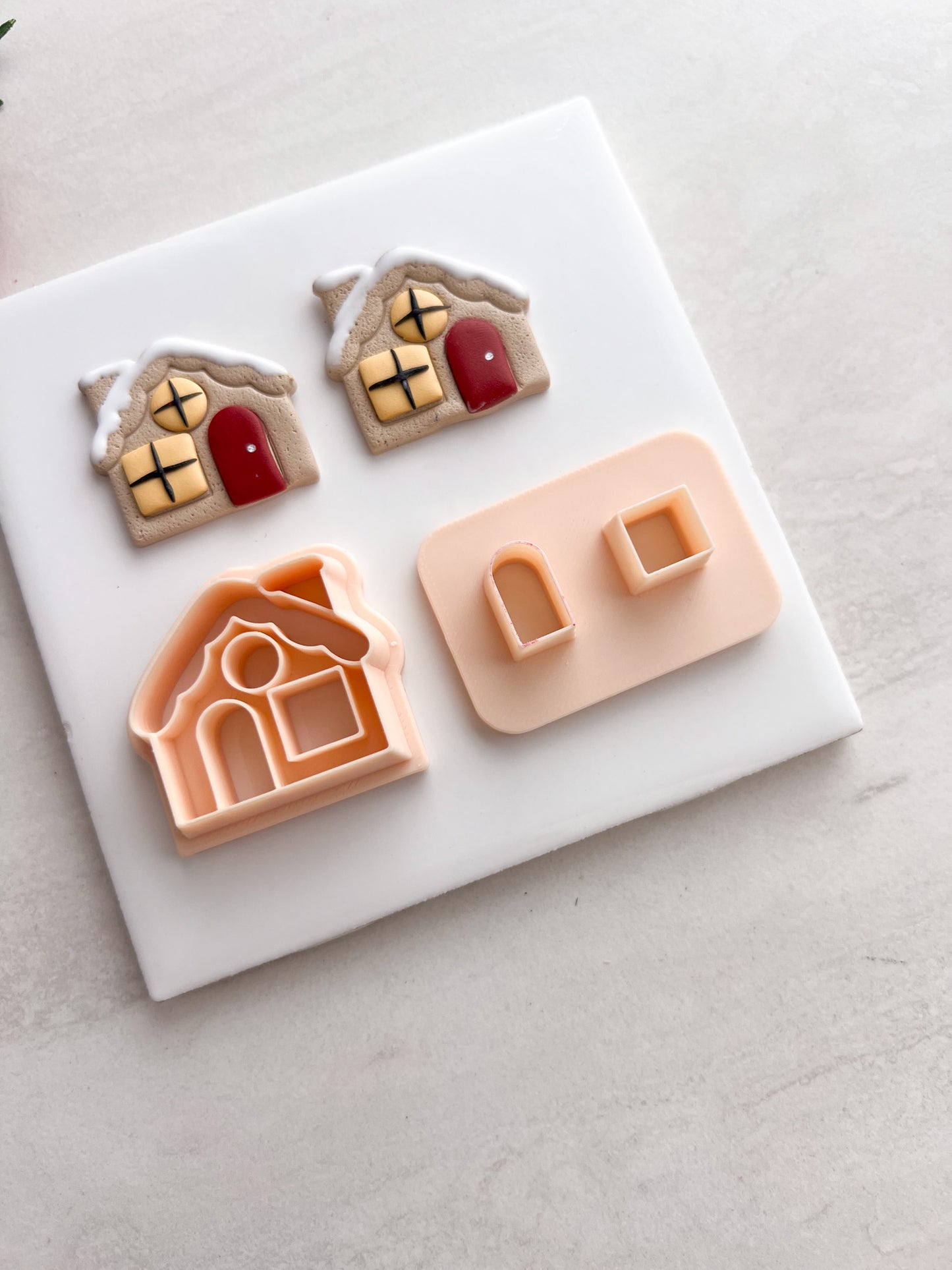 Gingerbread House No. 4 Clay Cutter | Gingerbread House No. 4 Polymer Clay Cutter for DIY Christmas Earrings Cute Holiday-Themed Jewelry and Handmade Festive Accessories