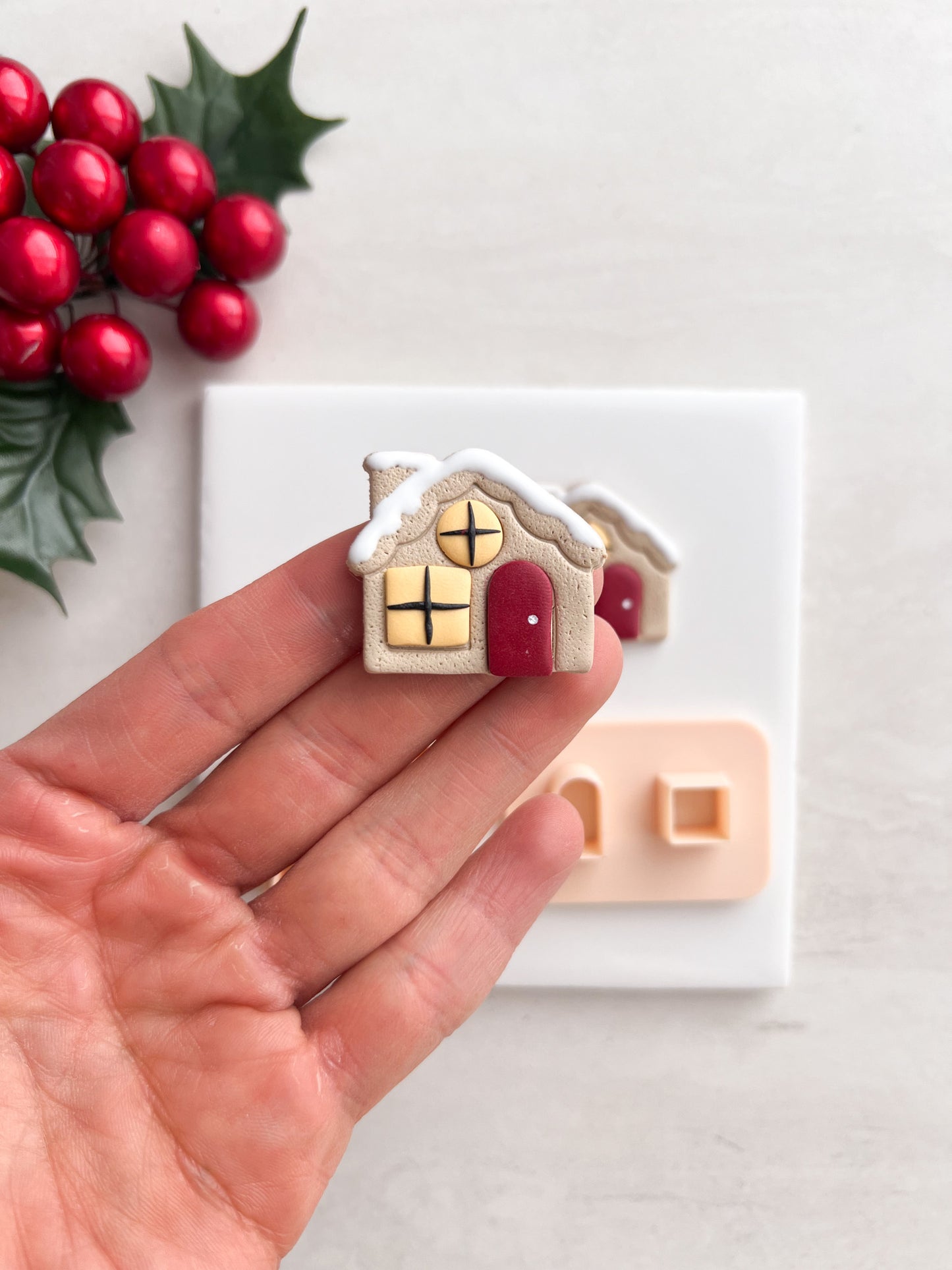 Gingerbread House No. 4 Clay Cutter | Gingerbread House No. 4 Polymer Clay Cutter for DIY Christmas Earrings Cute Holiday-Themed Jewelry and Handmade Festive Accessories