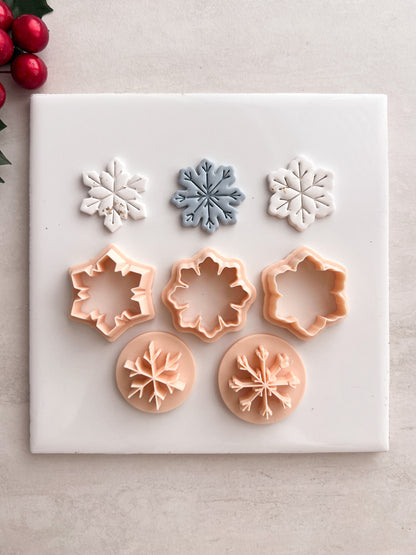 Snowflake Trio Clay Cutter | Snowflake Trio Polymer Clay Cutter for DIY Winter Earrings Holiday Jewelry and Handmade Christmas Accessories