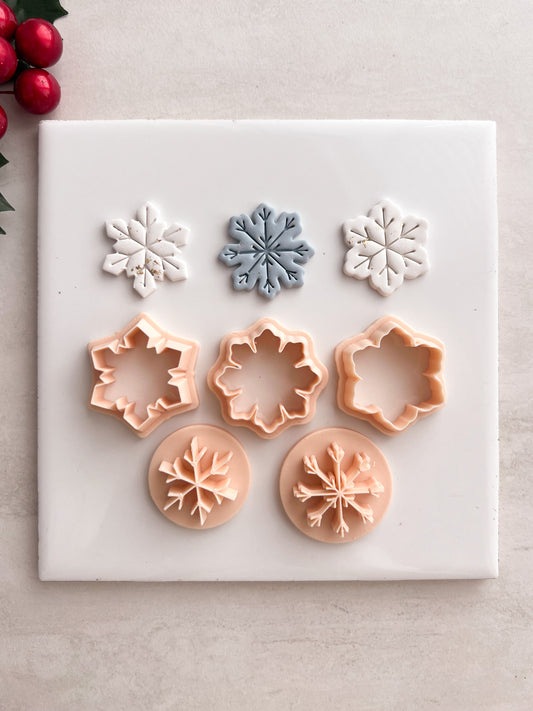Snowflake Trio Clay Cutter | Snowflake Trio Polymer Clay Cutter for DIY Winter Earrings Holiday Jewelry and Handmade Christmas Accessories