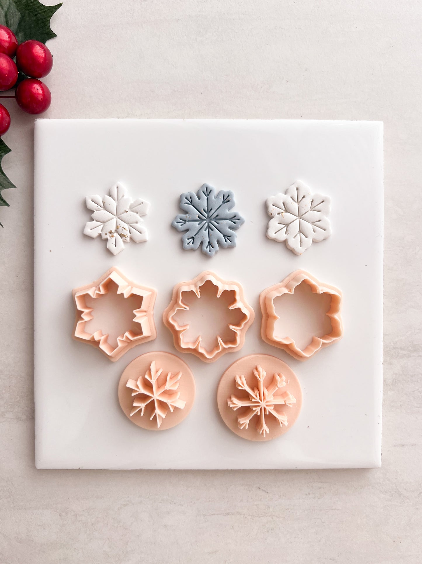 Snowflake Trio Clay Cutter | Snowflake Trio Polymer Clay Cutter for DIY Winter Earrings Holiday Jewelry and Handmade Christmas Accessories