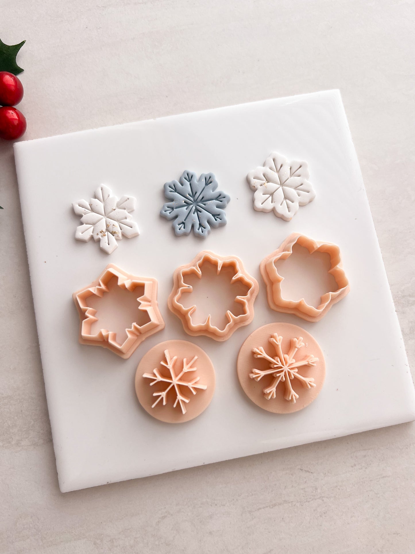 Snowflake Trio Clay Cutter | Snowflake Trio Polymer Clay Cutter for DIY Winter Earrings Holiday Jewelry and Handmade Christmas Accessories