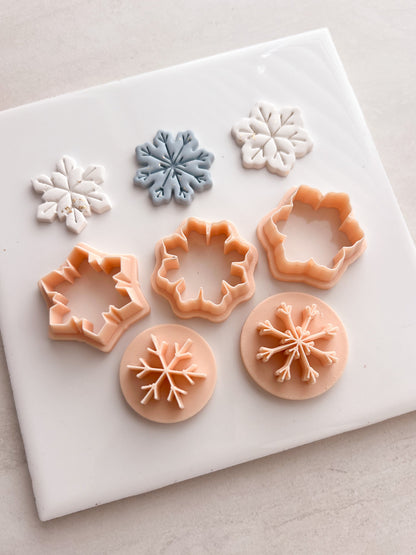 Snowflake Trio Clay Cutter | Snowflake Trio Polymer Clay Cutter for DIY Winter Earrings Holiday Jewelry and Handmade Christmas Accessories