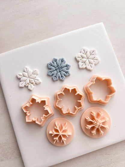 Snowflake Trio Clay Cutter | Snowflake Trio Polymer Clay Cutter for DIY Winter Earrings Holiday Jewelry and Handmade Christmas Accessories