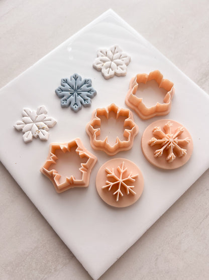 Snowflake Trio Clay Cutter | Snowflake Trio Polymer Clay Cutter for DIY Winter Earrings Holiday Jewelry and Handmade Christmas Accessories