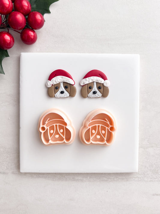Santa Dog Clay Cutter | Santa Dog Polymer Clay Cutter for DIY Christmas Earrings Cute Jewelry and Handmade Holiday Accessories