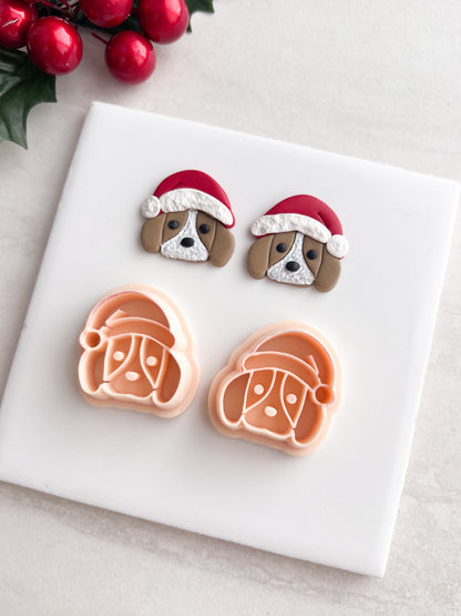 Santa Dog Clay Cutter | Santa Dog Polymer Clay Cutter for DIY Christmas Earrings Cute Jewelry and Handmade Holiday Accessories