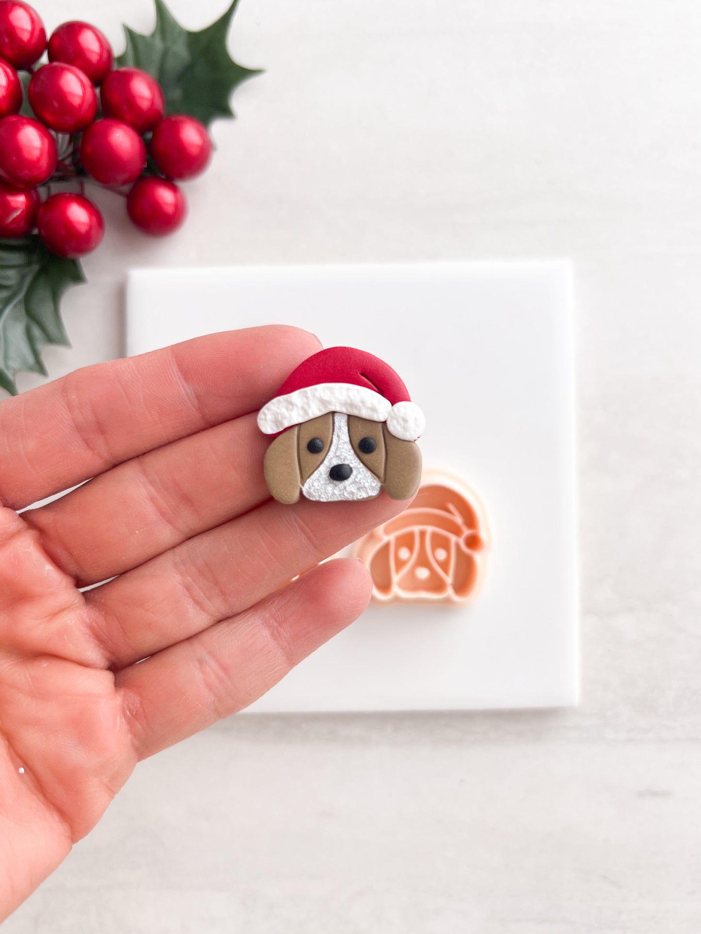 Santa Dog Clay Cutter | Santa Dog Polymer Clay Cutter for DIY Christmas Earrings Cute Jewelry and Handmade Holiday Accessories