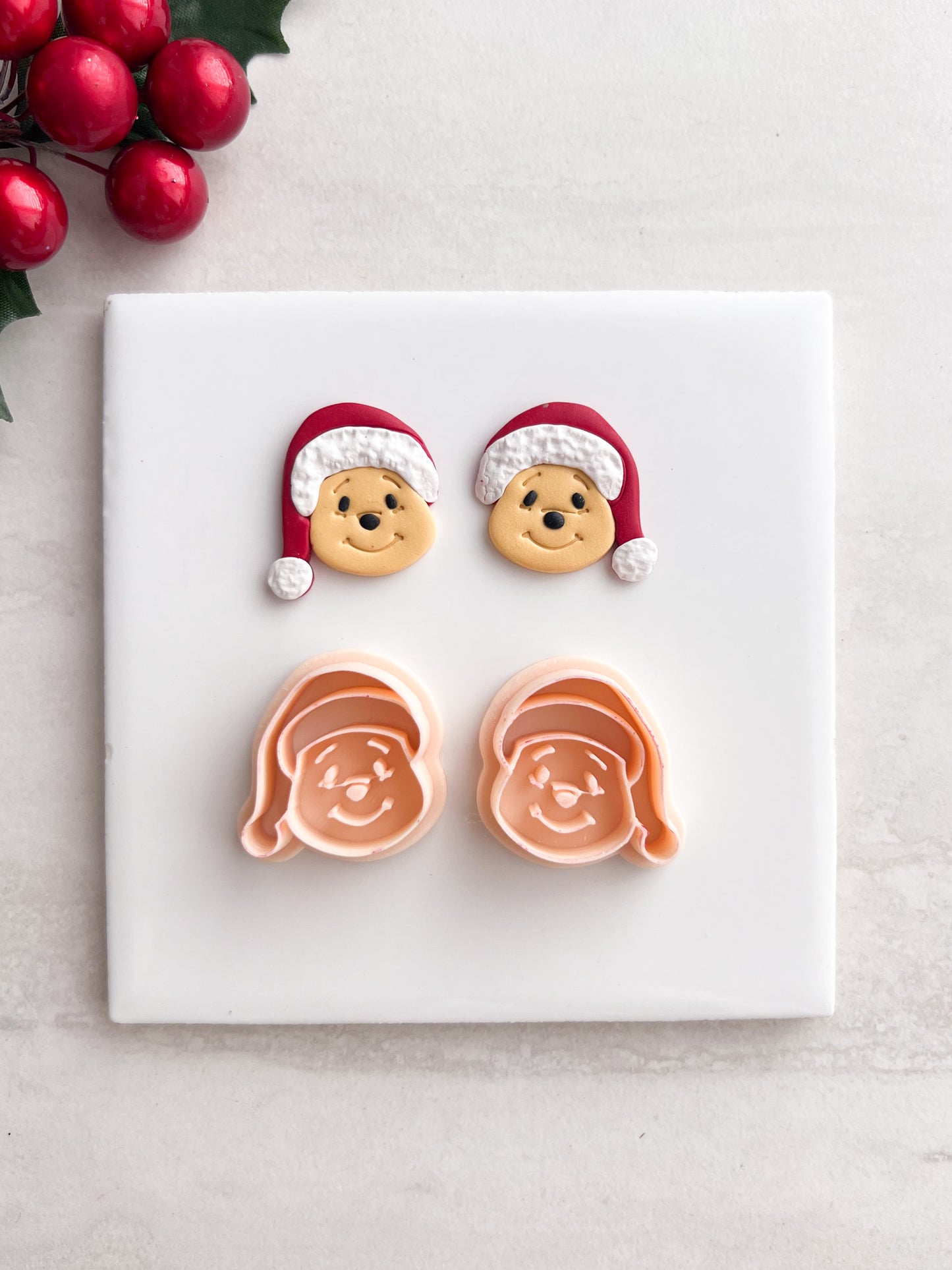 Honey Bear Santa Head Clay Cutter | Honey Bear Santa Head Polymer Clay Cutter for DIY Christmas Earrings Cute Jewelry and Handmade Holiday Accessories