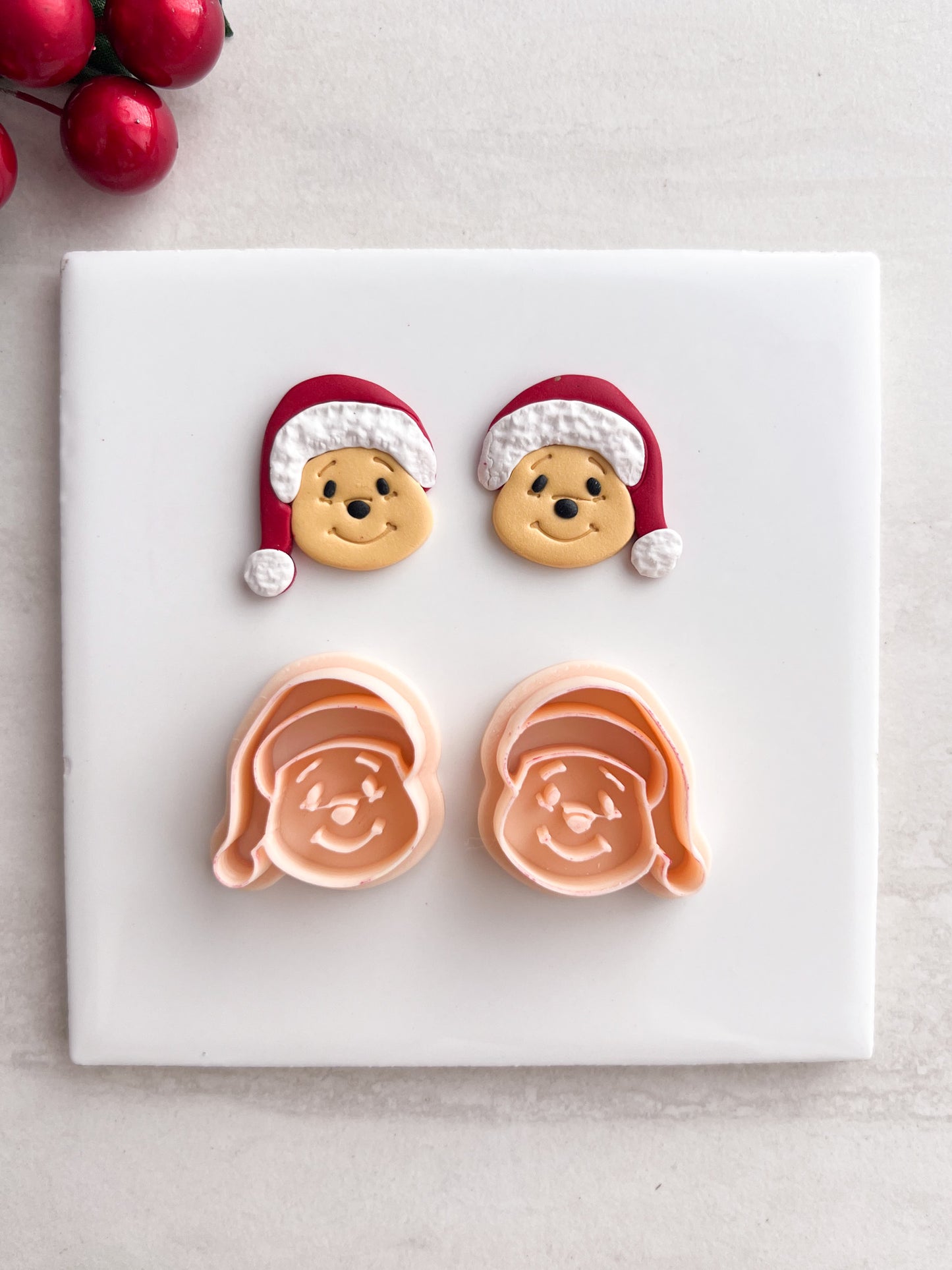 Honey Bear Santa Head Clay Cutter | Honey Bear Santa Head Polymer Clay Cutter for DIY Christmas Earrings Cute Jewelry and Handmade Holiday Accessories