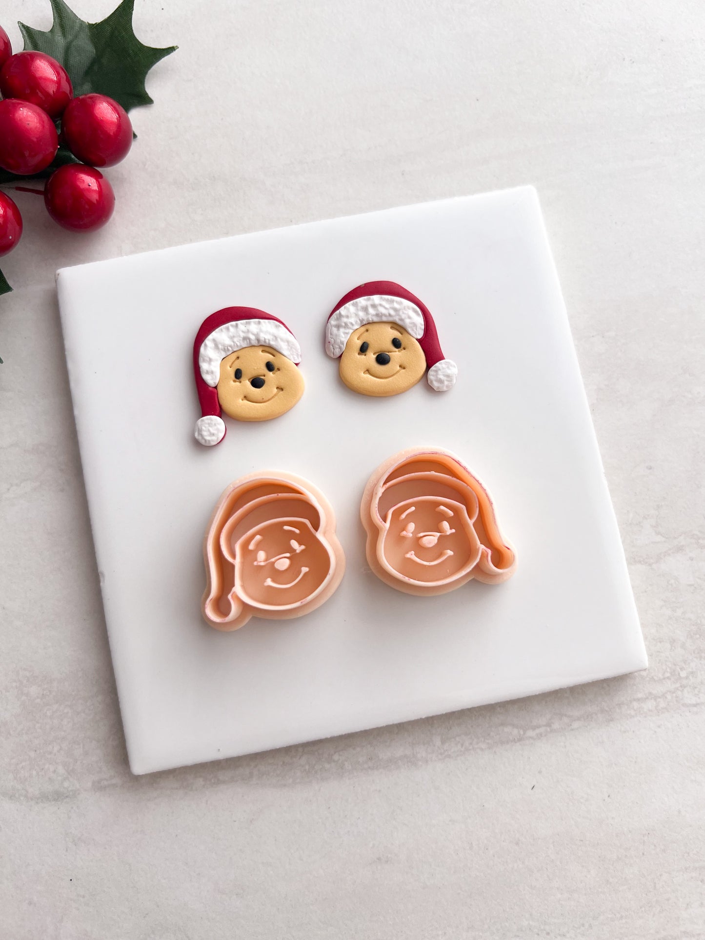 Honey Bear Santa Head Clay Cutter | Honey Bear Santa Head Polymer Clay Cutter for DIY Christmas Earrings Cute Jewelry and Handmade Holiday Accessories