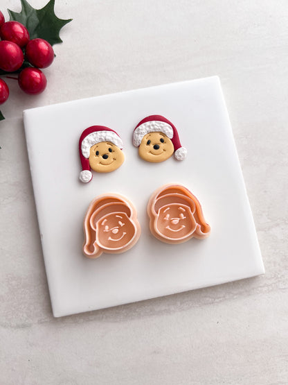 Honey Bear Santa Head Clay Cutter | Honey Bear Santa Head Polymer Clay Cutter for DIY Christmas Earrings Cute Jewelry and Handmade Holiday Accessories