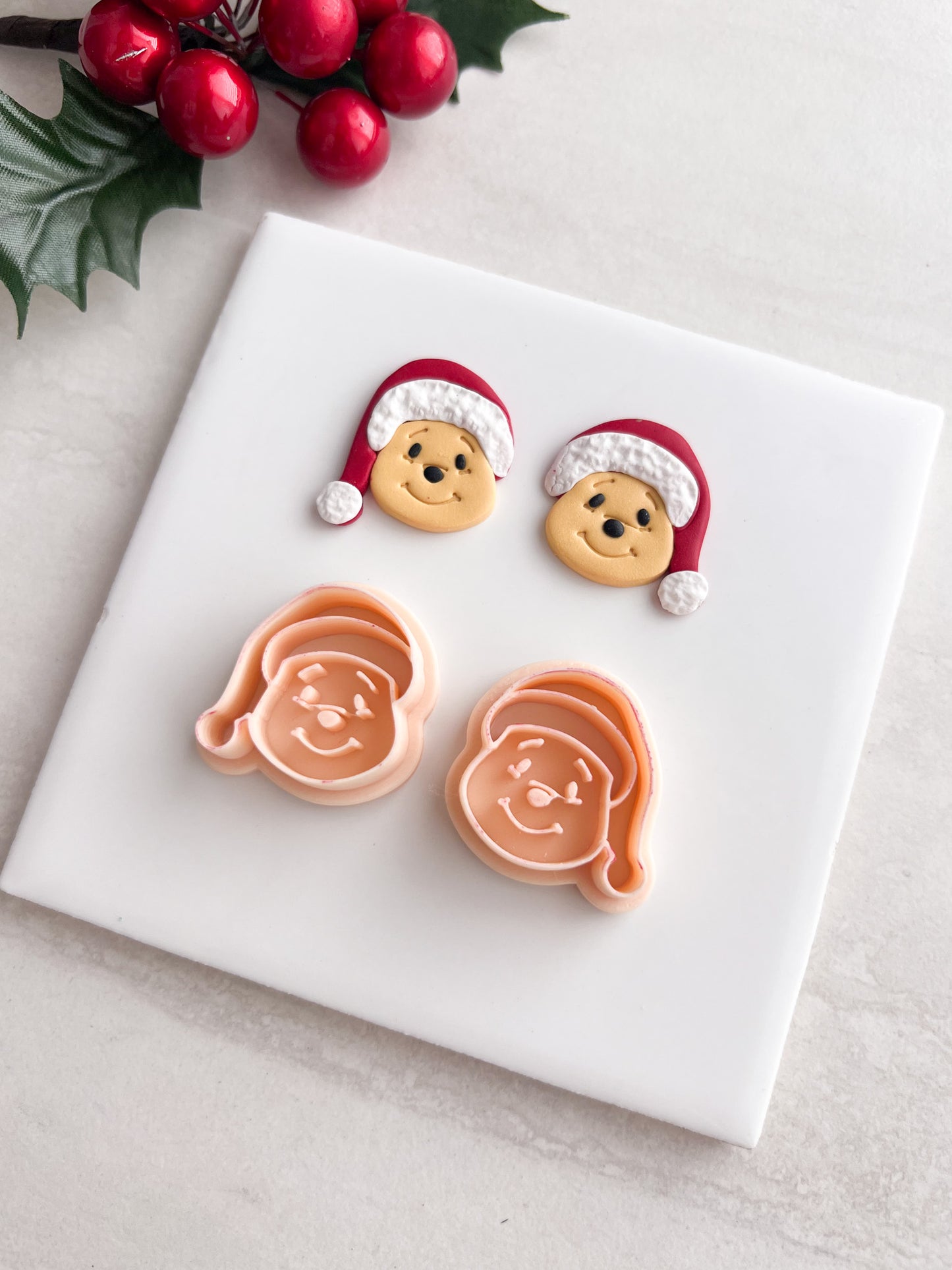 Honey Bear Santa Head Clay Cutter | Honey Bear Santa Head Polymer Clay Cutter for DIY Christmas Earrings Cute Jewelry and Handmade Holiday Accessories