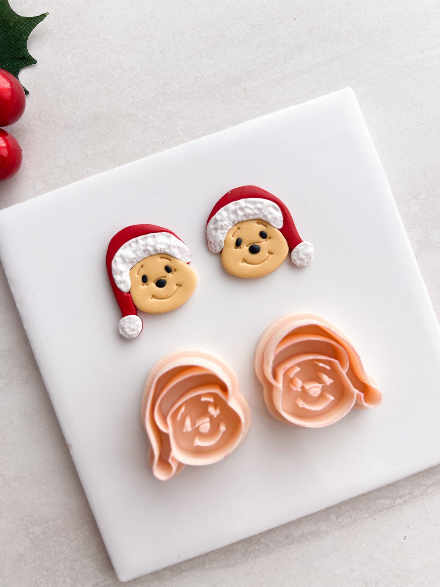 Honey Bear Santa Head Clay Cutter | Honey Bear Santa Head Polymer Clay Cutter for DIY Christmas Earrings Cute Jewelry and Handmade Holiday Accessories