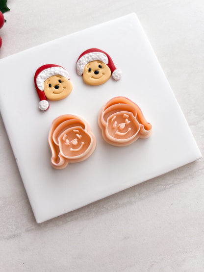 Honey Bear Santa Head Clay Cutter | Honey Bear Santa Head Polymer Clay Cutter for DIY Christmas Earrings Cute Jewelry and Handmade Holiday Accessories