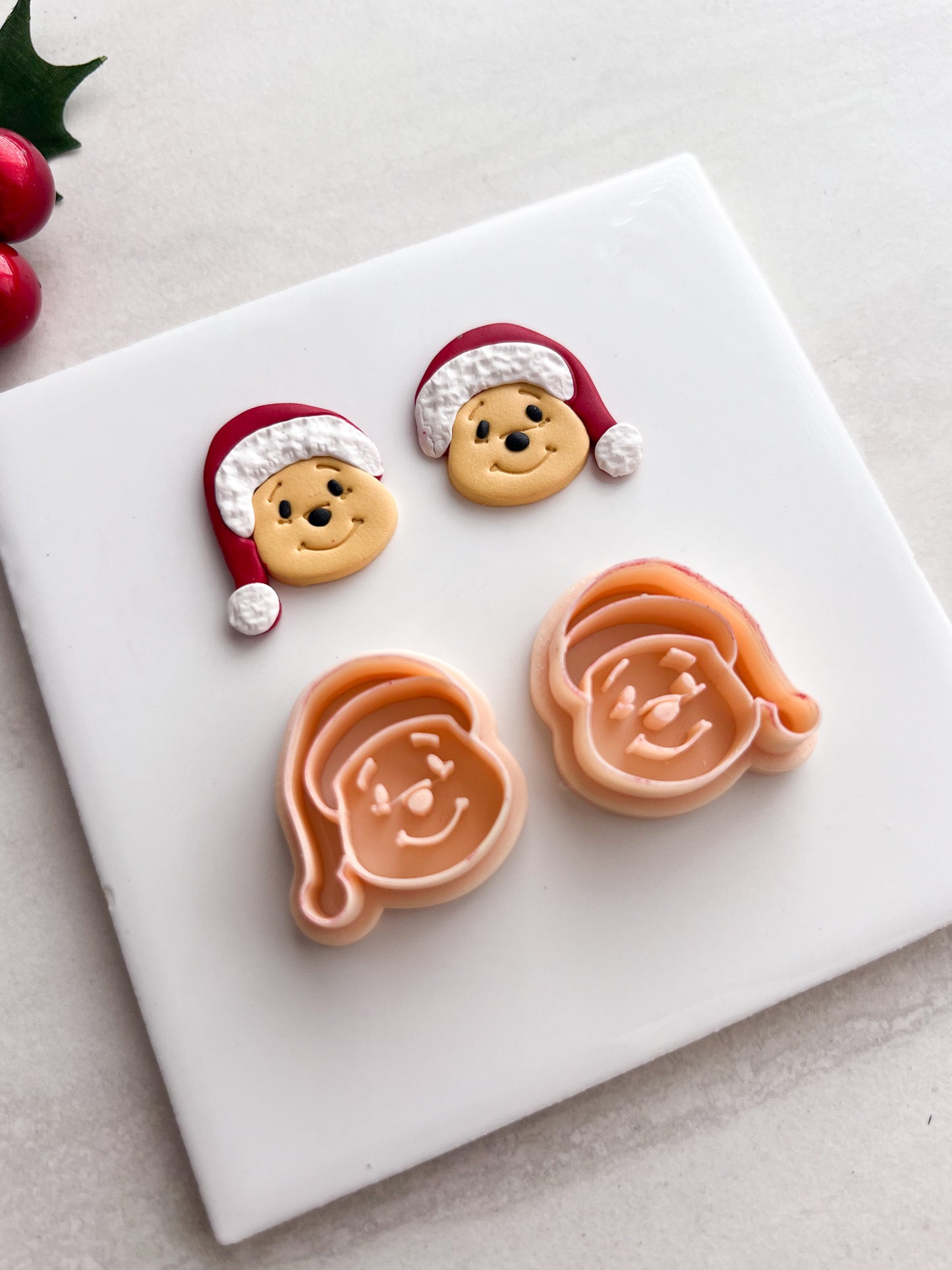 Honey Bear Santa Head Clay Cutter | Honey Bear Santa Head Polymer Clay Cutter for DIY Christmas Earrings Cute Jewelry and Handmade Holiday Accessories