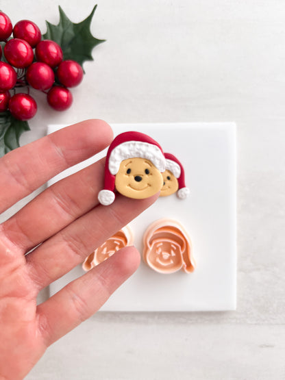 Honey Bear Santa Head Clay Cutter | Honey Bear Santa Head Polymer Clay Cutter for DIY Christmas Earrings Cute Jewelry and Handmade Holiday Accessories