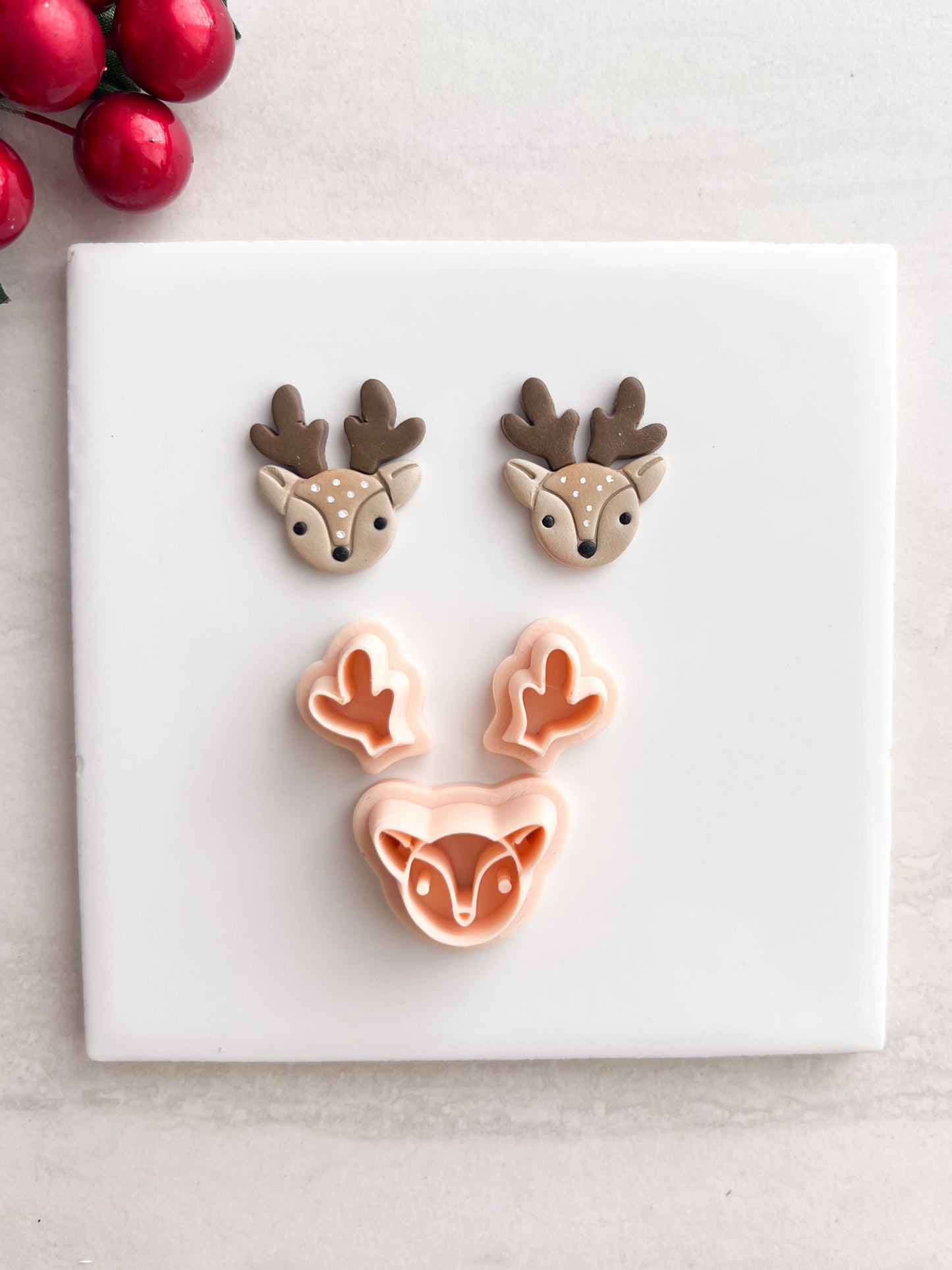 Reindeer Head No. 3 Clay Cutter | Reindeer Head No. 3 Polymer Clay Cutter for DIY Christmas Earrings Cute Jewelry and Handmade Holiday Accessories