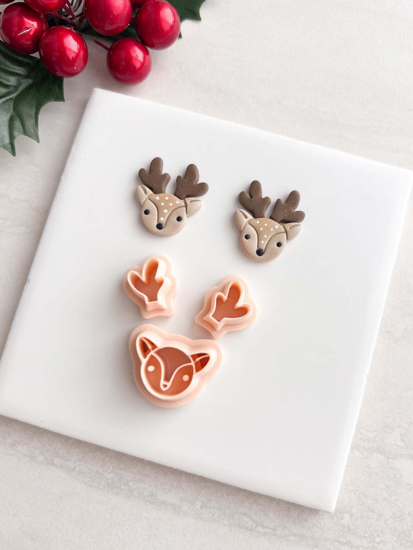 Reindeer Head No. 3 Clay Cutter | Reindeer Head No. 3 Polymer Clay Cutter for DIY Christmas Earrings Cute Jewelry and Handmade Holiday Accessories