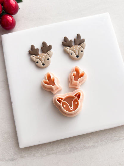 Reindeer Head No. 3 Clay Cutter | Reindeer Head No. 3 Polymer Clay Cutter for DIY Christmas Earrings Cute Jewelry and Handmade Holiday Accessories